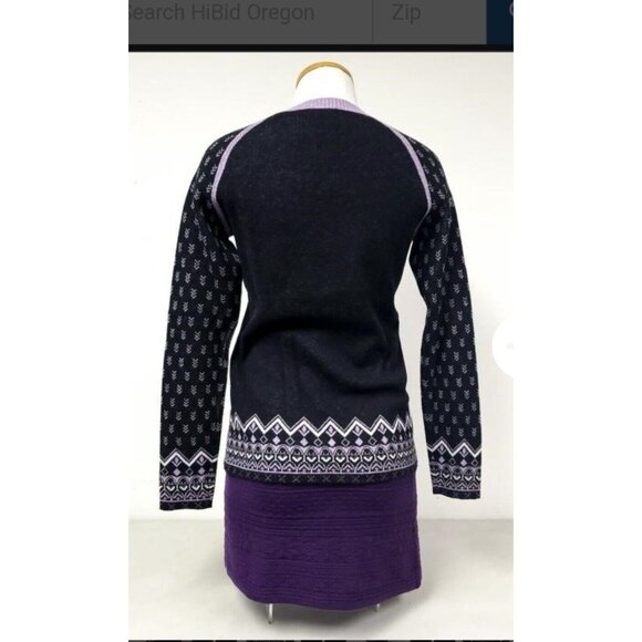 NEVE Ellie Wool Blend Purple Acai Crewneck Sweater And Straight Skirt 16" Long. - Picture 2 of 6